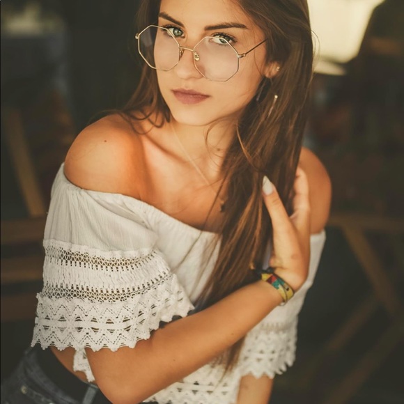 Geometric octagon clear glasses - Picture 6 of 9